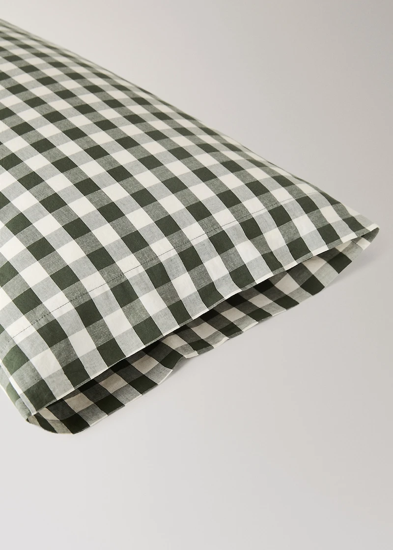 Yarn-dyed cotton gingham check pillowcase 45x110cm
