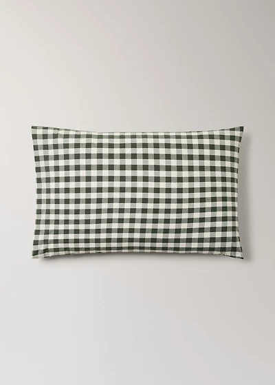 Two cotton yarn-dyed gingham check pillowcases 50x75cm