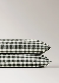 Two cotton yarn-dyed gingham check pillowcases 50x75cm