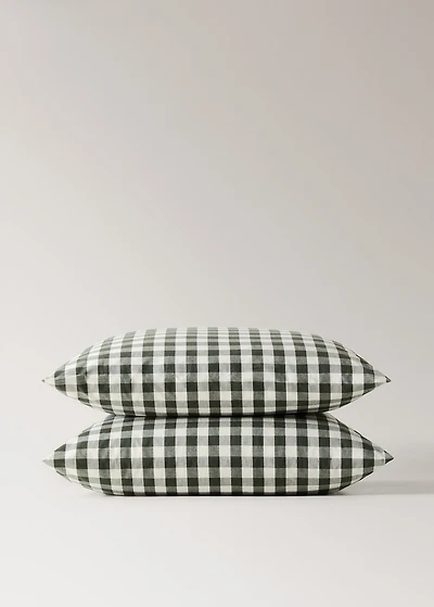 Yarn-dyed cotton gingham check pillowcase 60x60cm