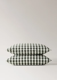 Yarn-dyed cotton gingham check pillowcase 60x60cm