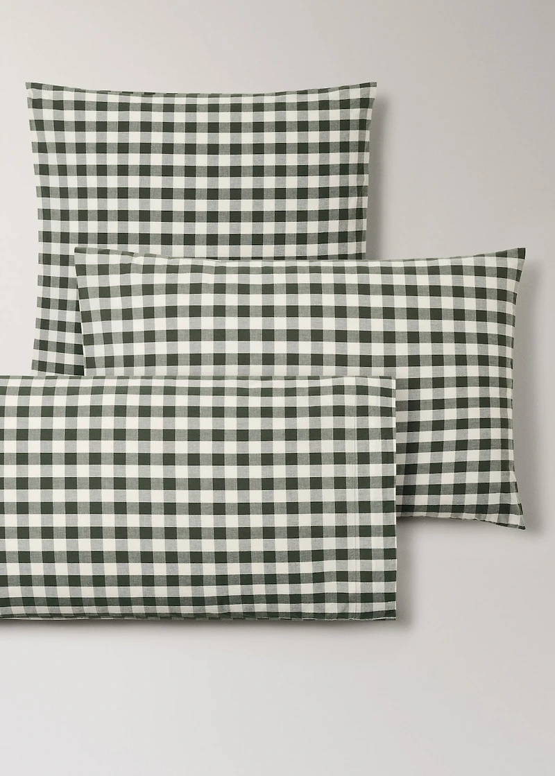 Yarn-dyed cotton gingham check pillowcase 60x60cm