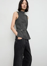 Turtleneck top with belt