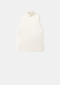 High collar satin blouse