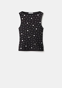 Boat-neck top with rhinestones