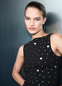 Boat-neck top with rhinestones