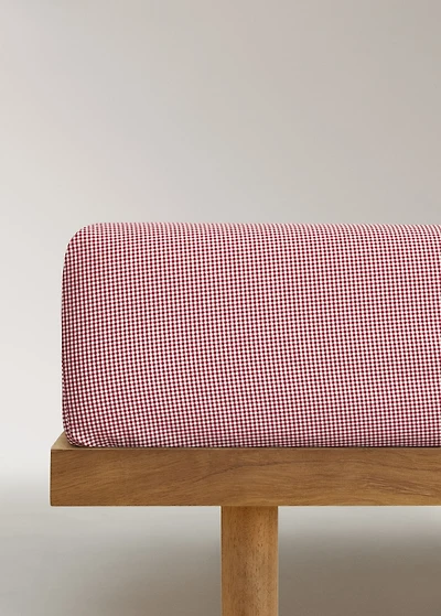 Yarn-dyed gingham-check children’s fitted sheet for 90cm bed