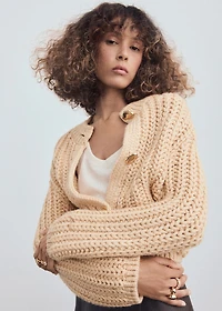 Chunky-knit cardigan with jewel buttons