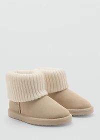 Leather ankle boots with knitted detail