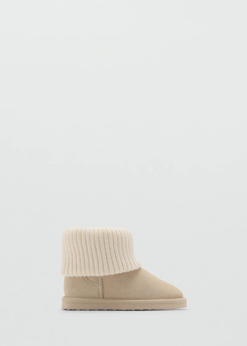 Leather ankle boots with knitted detail