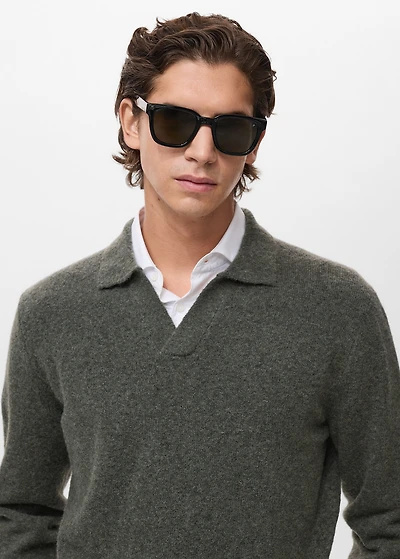 Knitted wool blend polo sweater