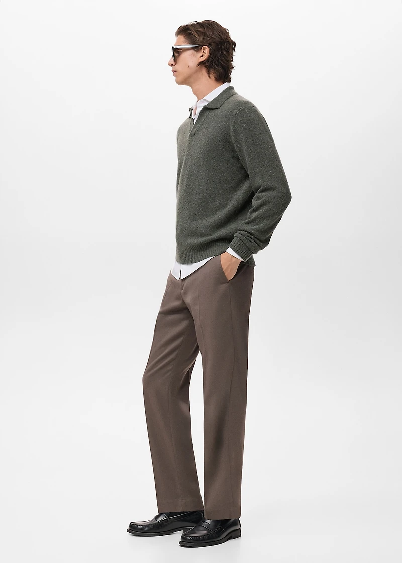 Knitted wool blend polo sweater