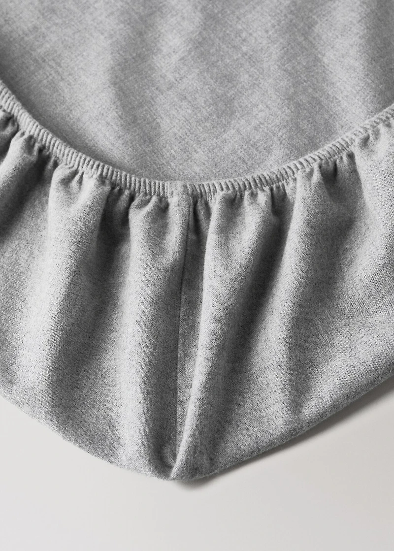 Melange-yarn fine-striped cotton fitted sheet for cot