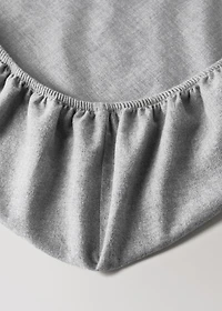 Melange-yarn fine-striped cotton fitted sheet for cot