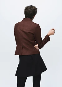 Wool jacket with band collar and pockets
