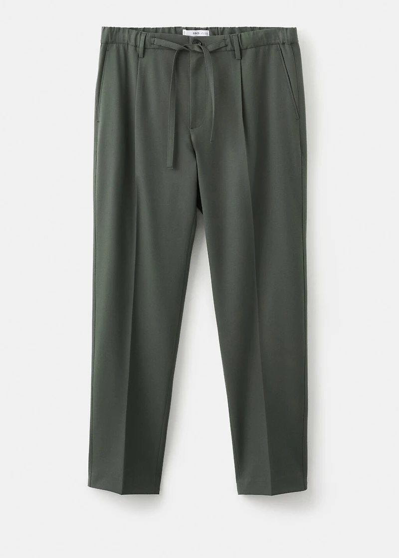 Regular fit cord pleated pants