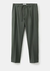 Regular fit cord pleated pants