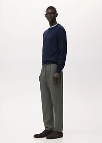 Regular fit cord pleated pants
