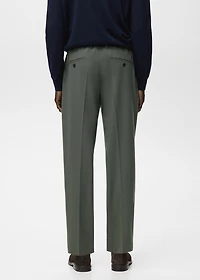 Regular fit cord pleated pants