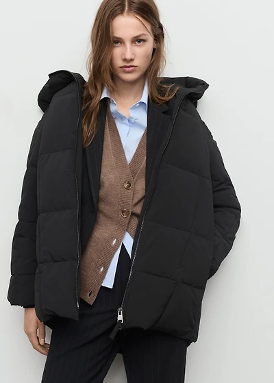 Hood puffer coat