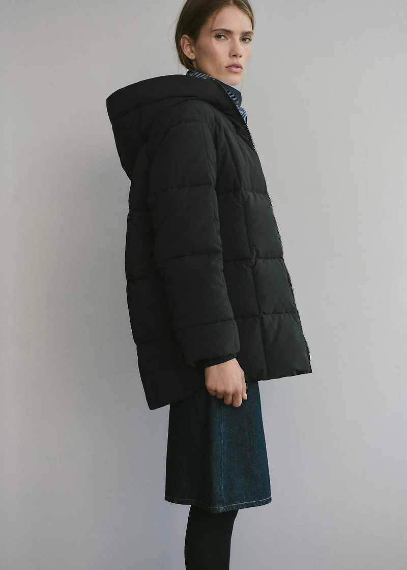 Hood puffer coat