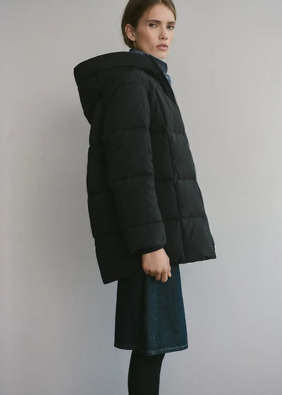 Hood puffer coat