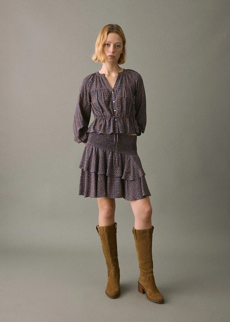 Printed ruffle skirt