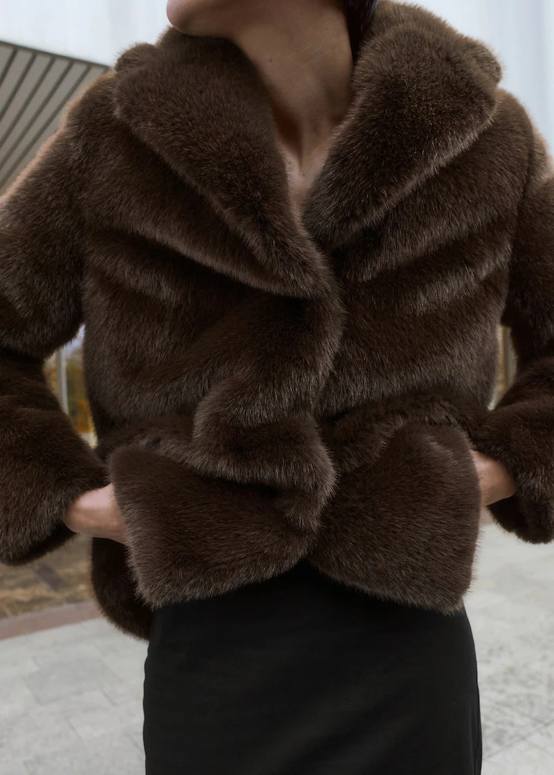 Faux-fur coat with lapels