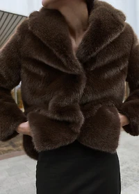 Faux-fur coat with lapels