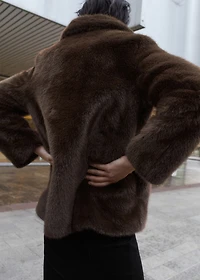 Faux-fur coat with lapels