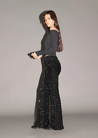 Sequin flared pants