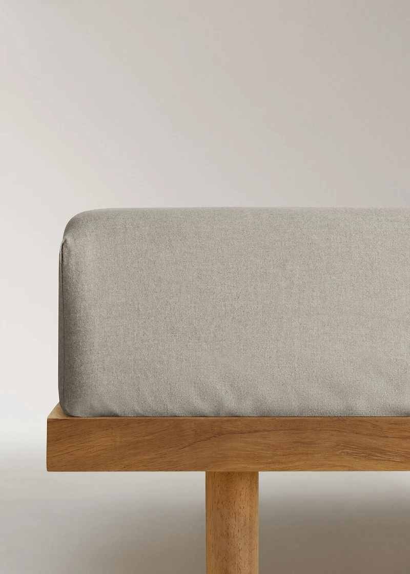 Flannel cotton melange-yarn fitted sheet for 180 cm bed