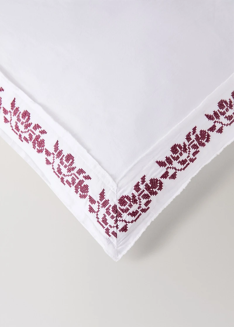 300-thread count satin cotton duvet cover with cross-stitch embroidery for 59/63 bed