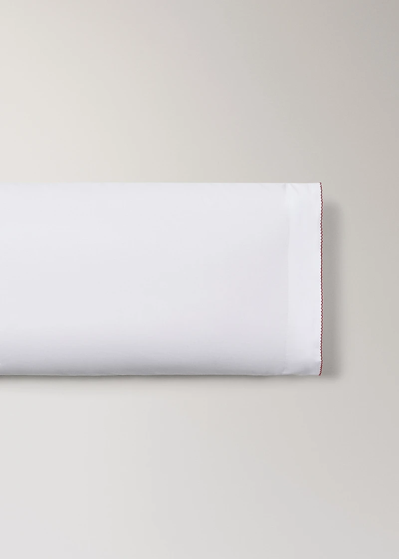 Percale cotton children's pillowcase with contrasting picot detail 45x110cm