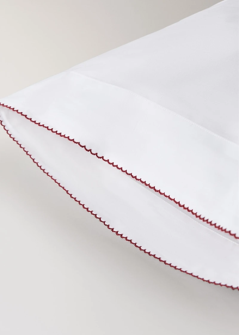 Percale cotton children's pillowcase with contrasting picot detail 45x110cm