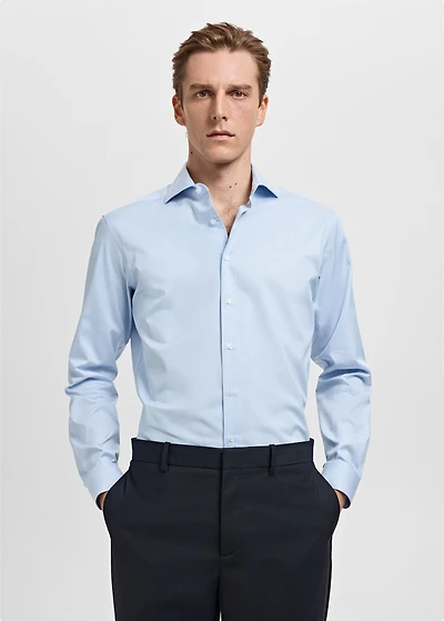 Slim-fit Giza cotton striped formal shirt