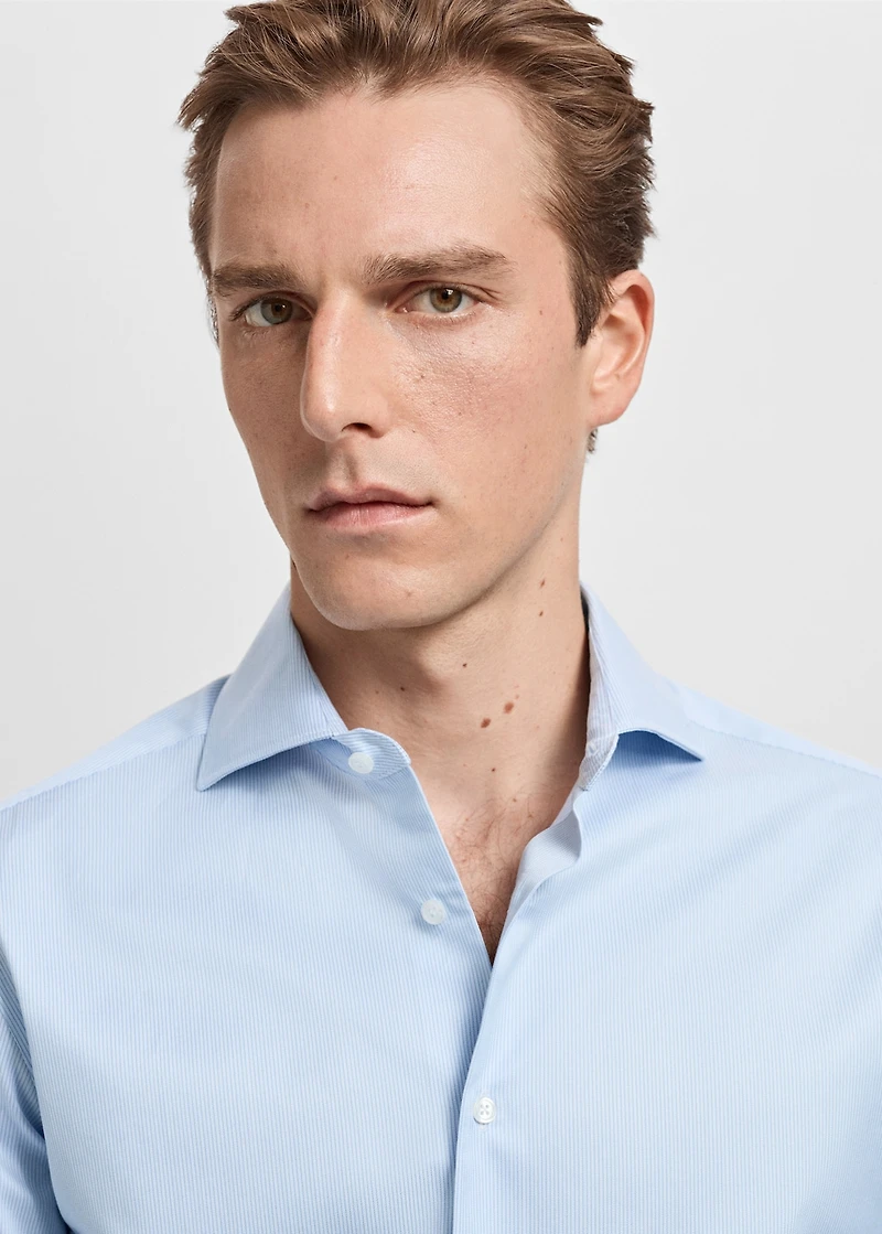 Slim fit Giza cotton striped dress shirt