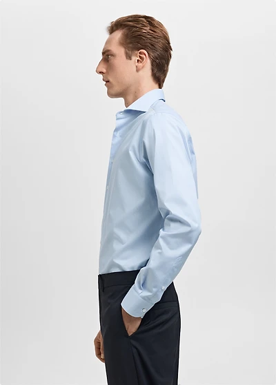 Slim-fit Giza cotton striped formal shirt