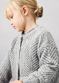 Herringbone-pattern openwork cardigan