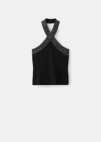 Halter-neck glitter top