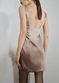 Satin dress with sequin neckline