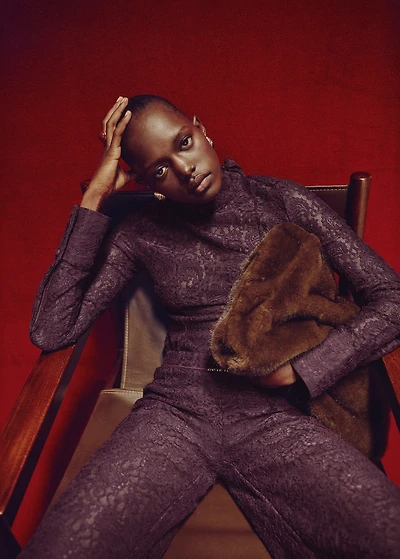 Lace shirt with scarf