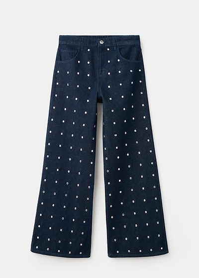 Wide-leg jeans with crystals