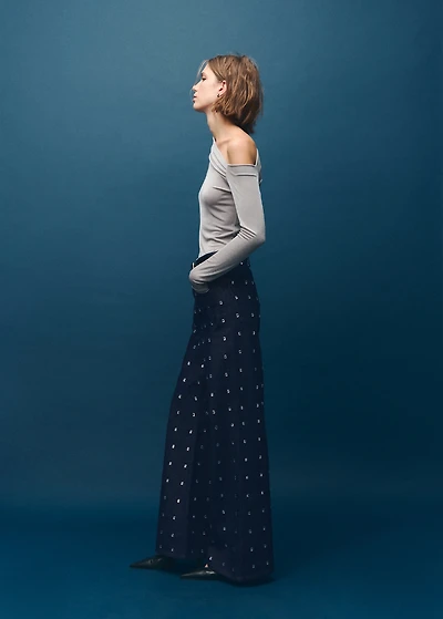 Wide-leg jeans with crystals