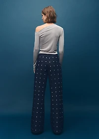 Wide-leg jeans with crystals