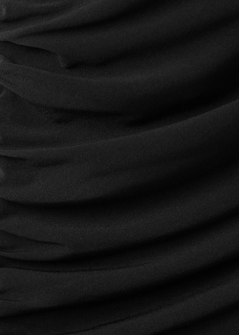 Ruched dress with ruffle accents