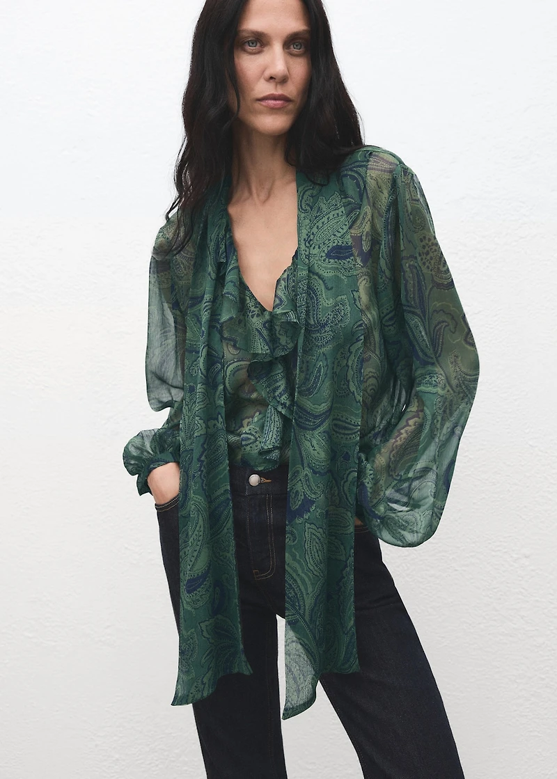 Paisley-print blouse with foulard