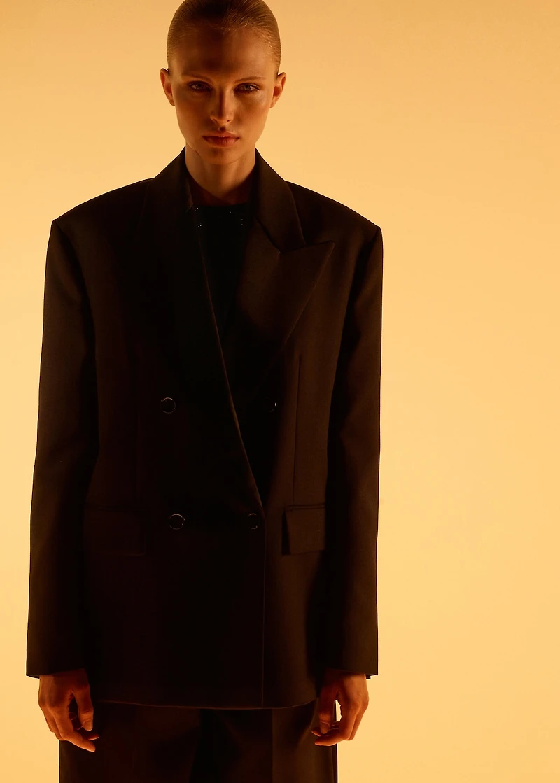 Wool-blend suit jacket with lapels