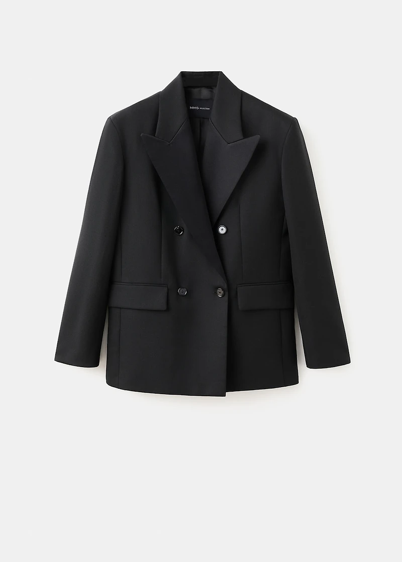 Wool-blend suit jacket with lapels