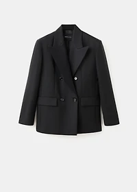 Wool-blend suit jacket with lapels